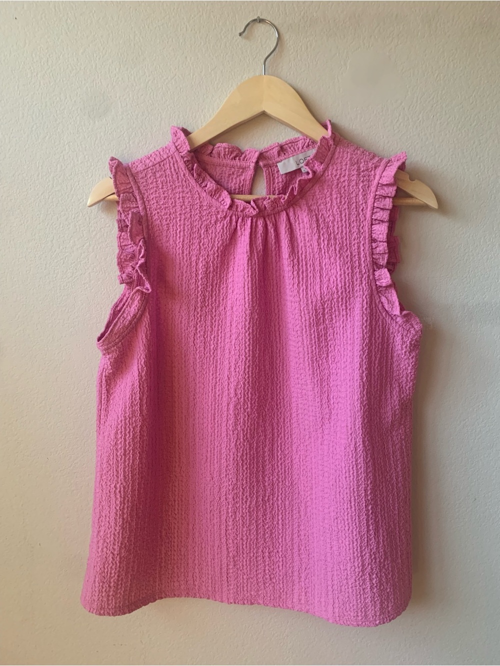 LOFT Pink Textured Ruffle Sleeveless Tunic Medium
